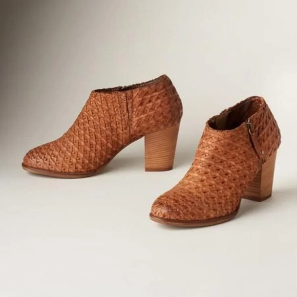 Sundance Shalimar Tan Woven Heeled Booties - Picture 1 of 14